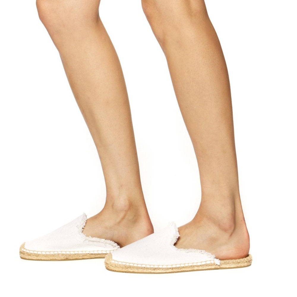 Soludos Frayed Canvas Espadrille Mule, White